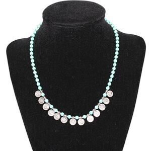 Boho Chic Necklace Teal and Silver Made in Turkey